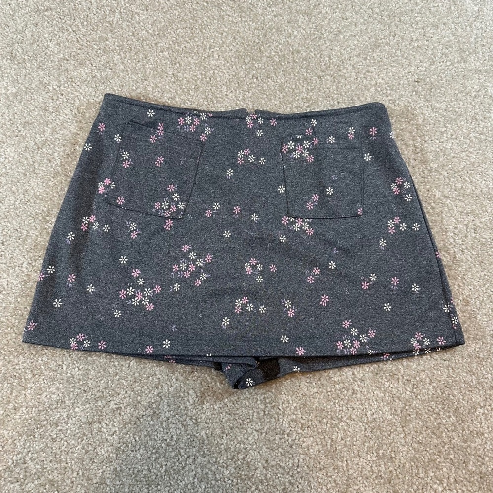 Vtg y2k Joule Gray Floral Skort 90s Ditsy Print Mini Skirt Shorts M Made in USA